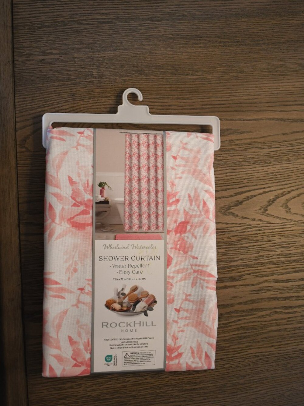 RockHill Home Pink Floral Watercolor Shower Curtain Water Repellent Poly Fabric